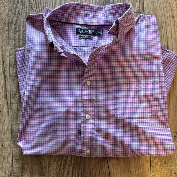 Ralph Lauren Men Pink Gingham Slim Fit Stretch Button Shirt 16.5 34/35 Preppy - Picture 3 of 8